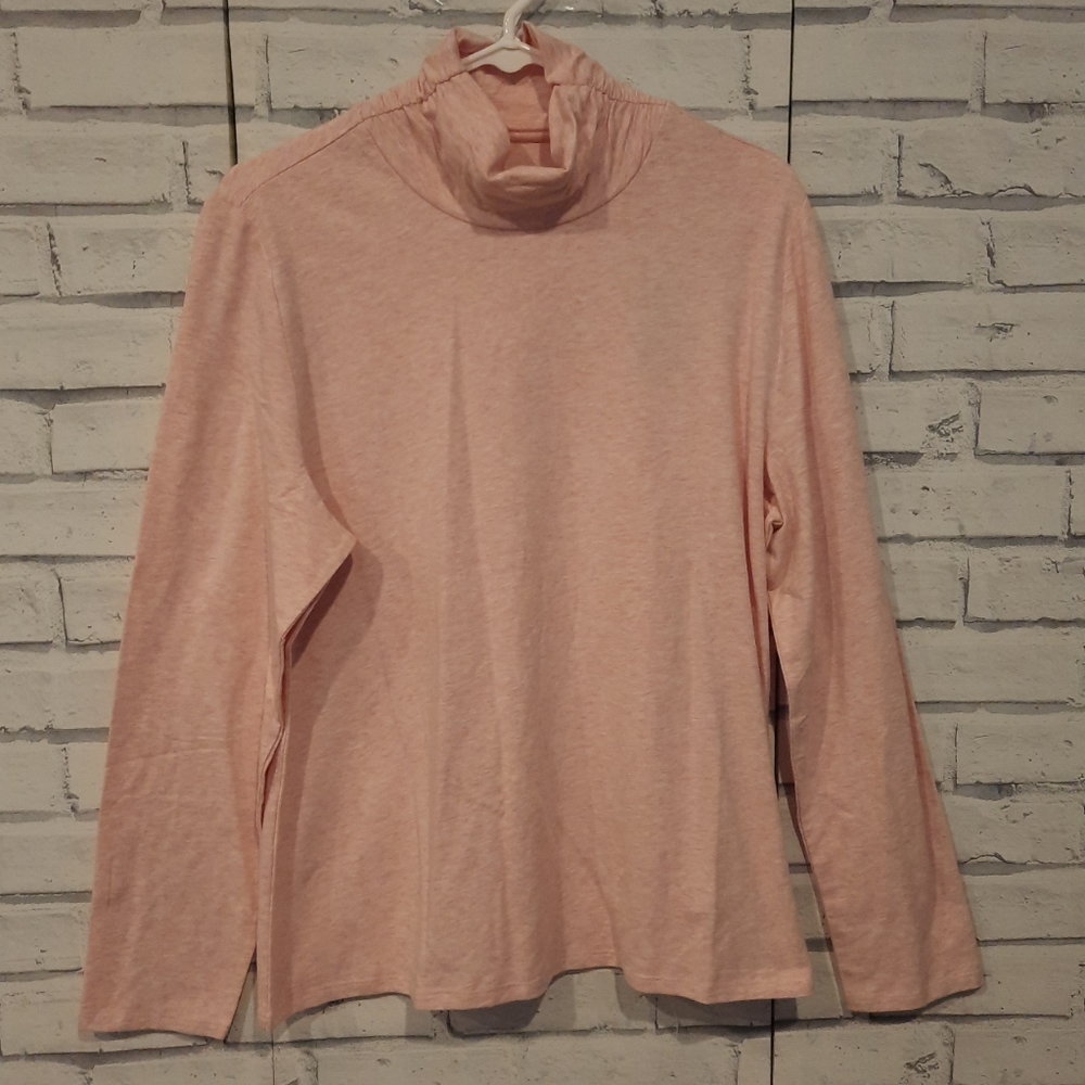 J. Jill Women's Size XL Petite Ruched Turtleneck Pink Heather New With Tags